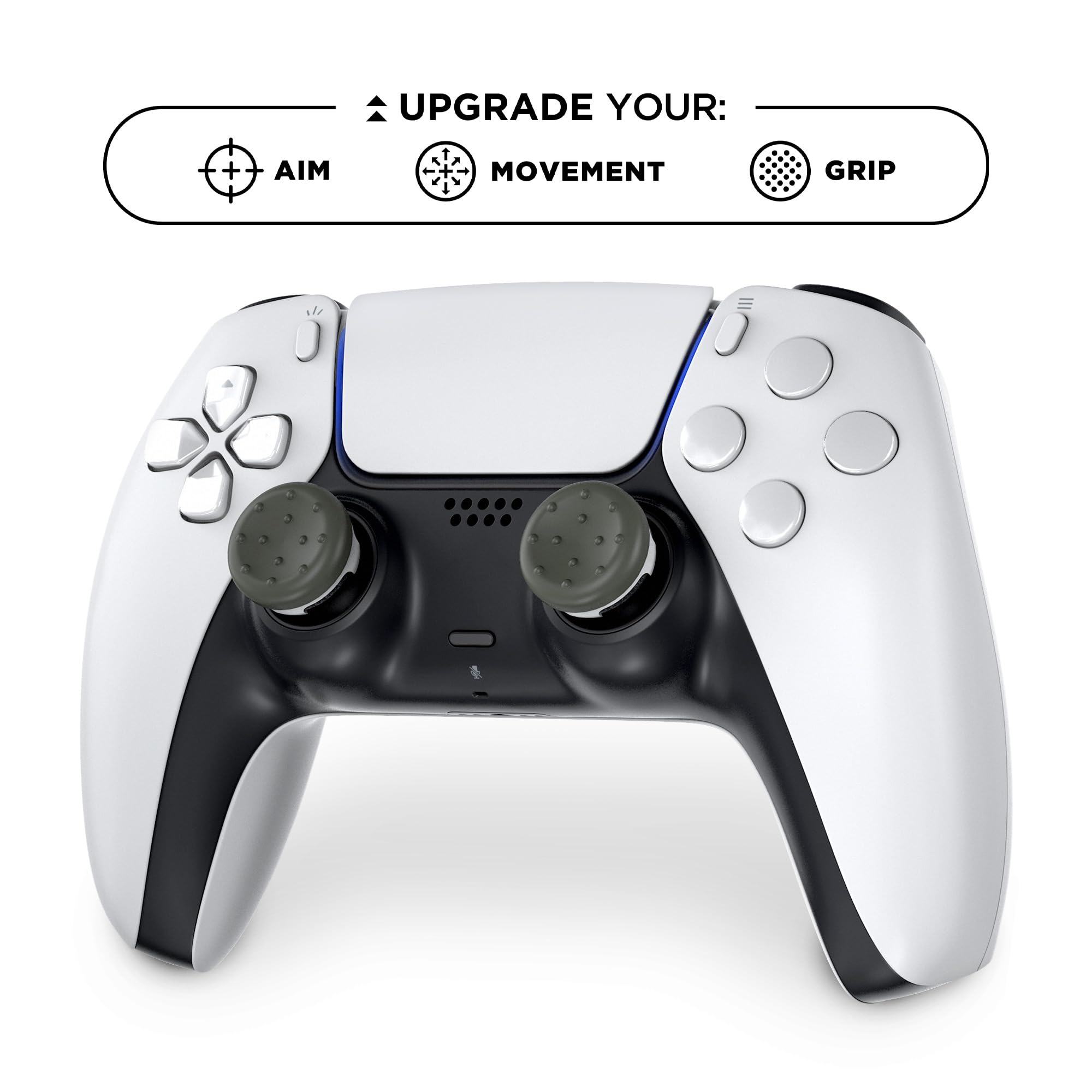 KontrolFreek CQC Classic Performance Thumbsticks for PS4 & PS5 Controller - 2 Pack Mid-Rise Concave Grips (Gray/White) - Enhanced Aim & Comfort for FPS, RPG & Action Games