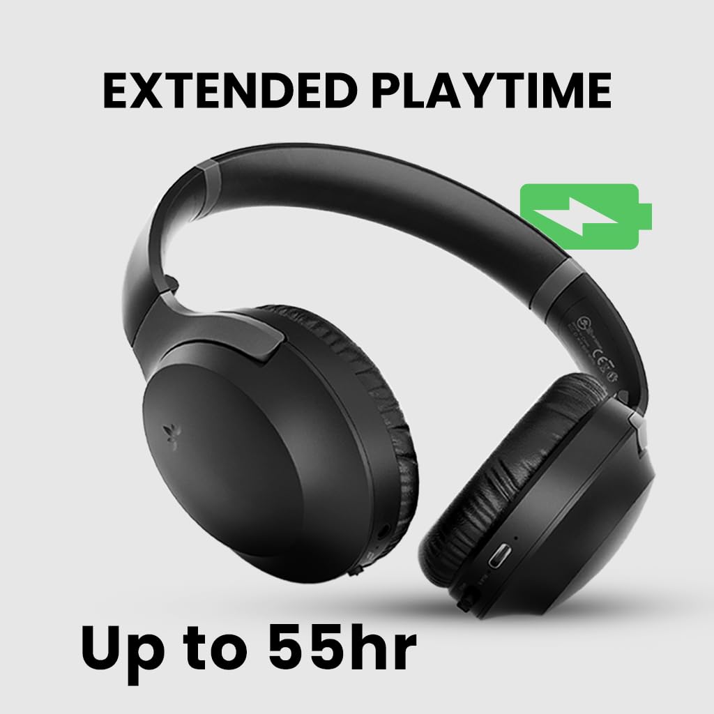 Aria 3 - Wireless Bluetooth 5.3 LE Audio Headphones with Detachable Noise-Cancelling Mic, 55H Battery Life, Sidetone Feature for PC, Computer & Phone - Perfect for Work Calls, Online Meetings, Music Streaming & Gaming