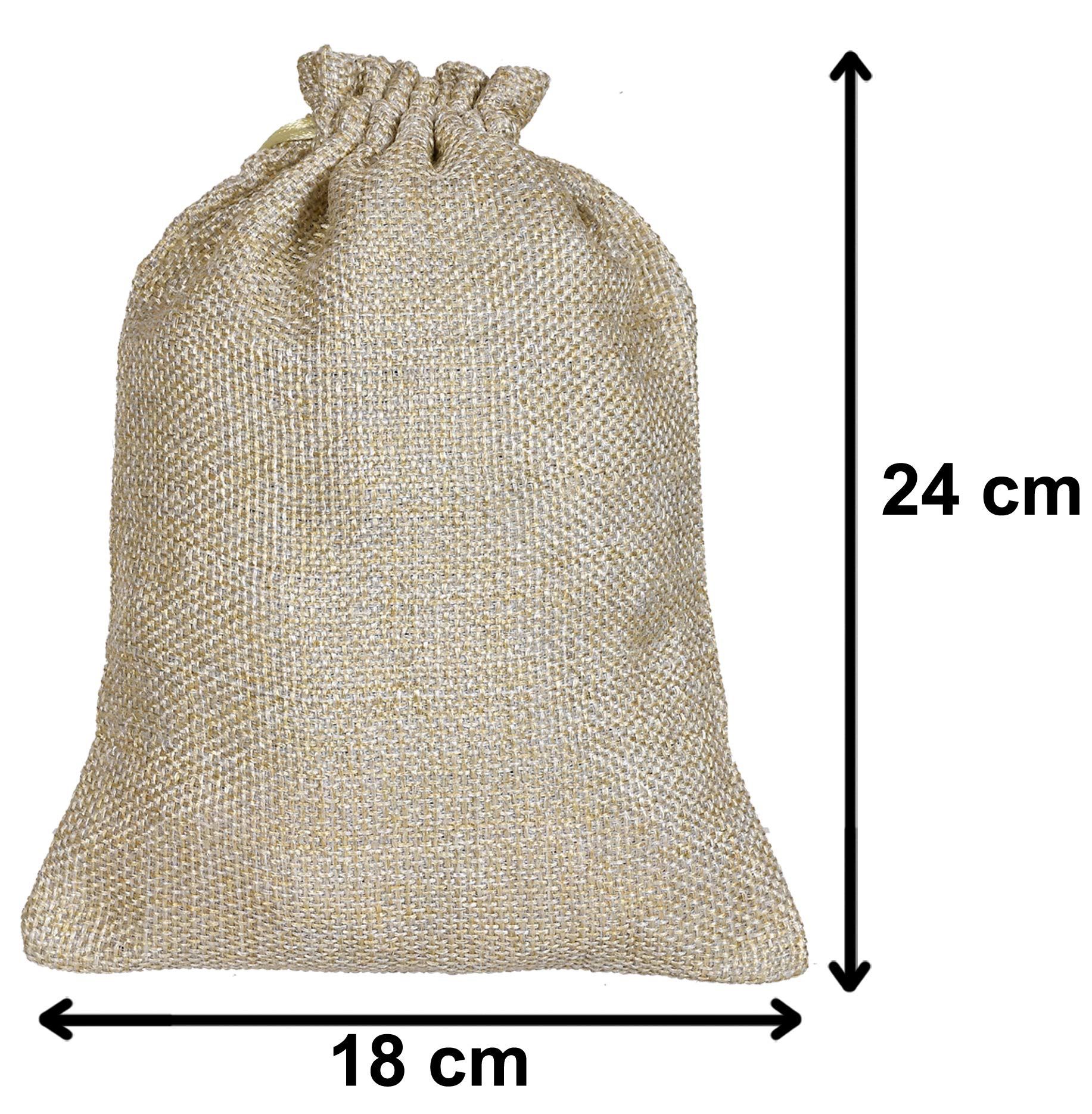 Kuber Industries Jute Potli Bags with Drawstring - Pack of 4 Gold Return Gift Bags for Weddings, Parties & Festive Occasions