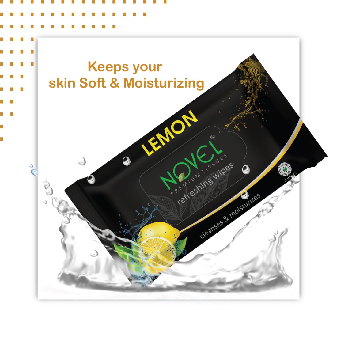 Alcohol-Free & Aqua Glycerine Lemon Scented Wet Wipes (6 Packs/150 Count) - Gentle Cleansing for Hands, Face & On-The-Go Hygiene