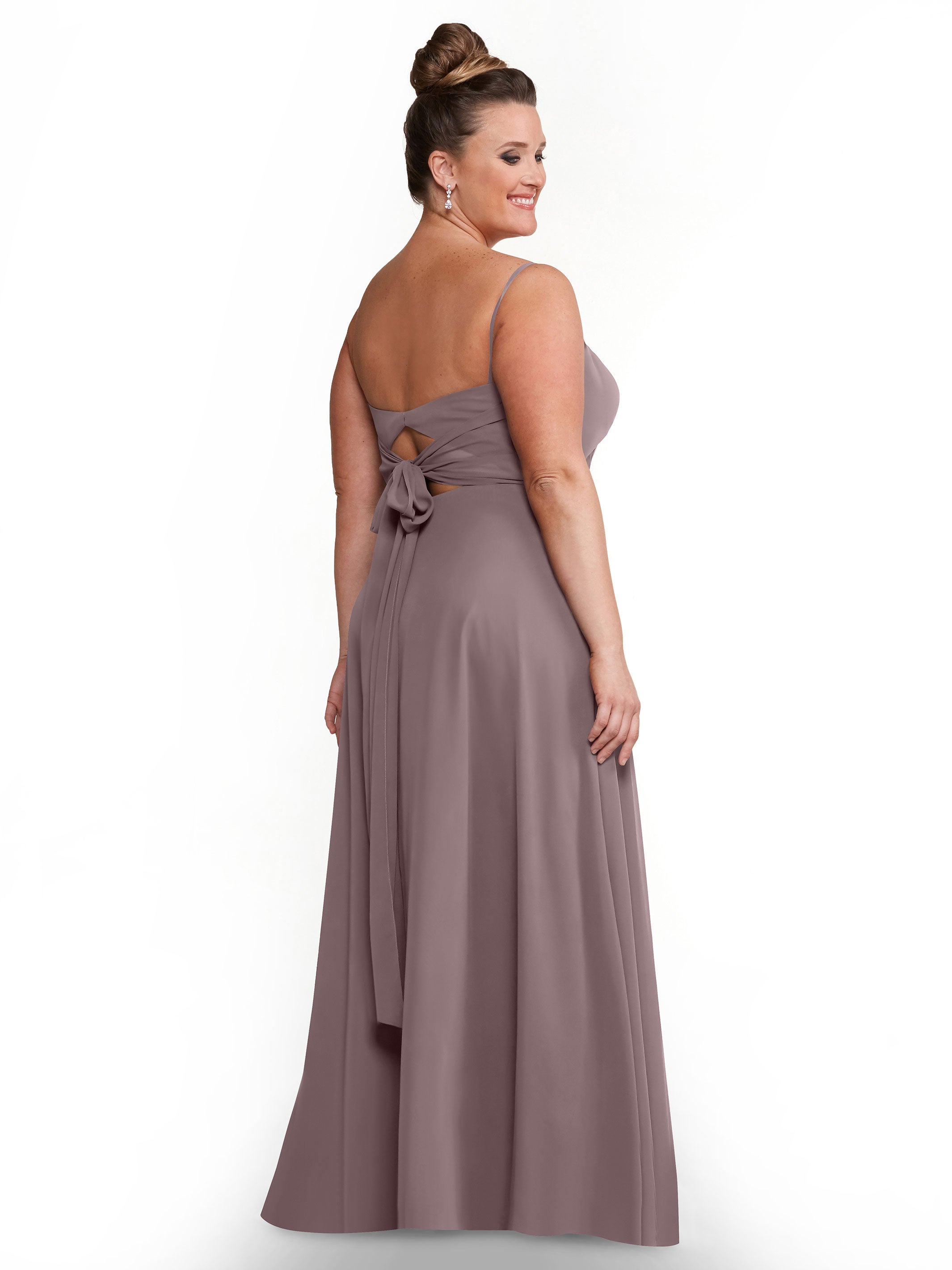Elegant A-Line Bridesmaid Dress with Flowy Chiffon Skirt and Thigh Slit - Perfect for Weddings, Formal Events & Special Occasions