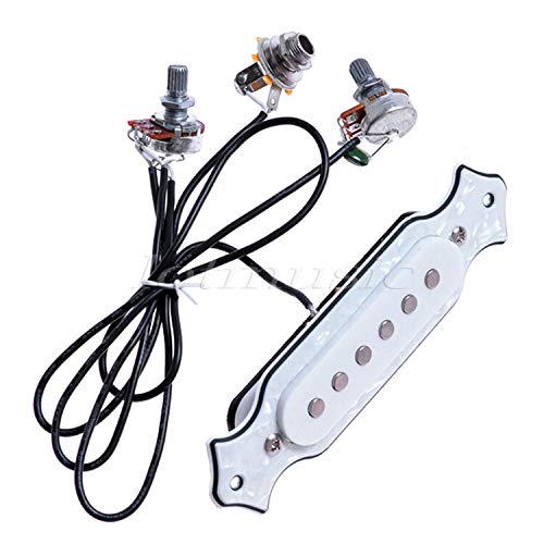 6-Piece Prewired Soundhole Pickup Wiring Harness Kit for Electric & Acoustic Guitars - White | Perfect for DIY Guitar Repair, Upgrades & Professional Installations