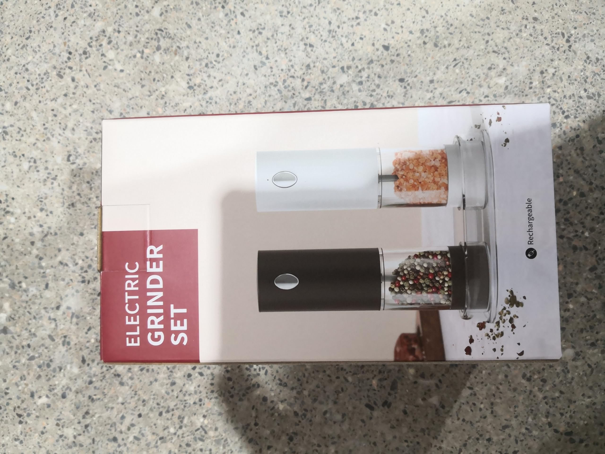 **Rechargeable Electric Salt and Pepper Grinder Set with Adjustable Coarseness & LED Light - 95ml Washable Container, Black - Perfect for Kitchen, Dining & Gourmet Cooking**