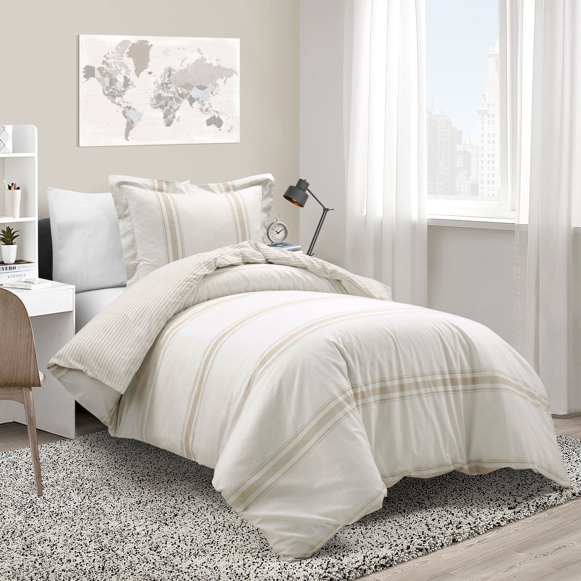 Farmhouse Stripe 100% Cotton Duvet Cover Set - Soft & Breathable Bedding for Cozy Bedroom Decor - Perfect for Guest Rooms, Master Bedrooms & Vacation Homes