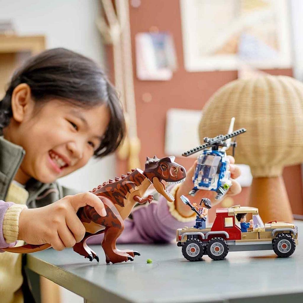 LEGO 76941 Jurassic World Carnotaurus Dinosaur Toy Building Set with Helicopter & Car, Dino Construction Kit for Kids Ages 7+ - Perfect for Jurassic World Fans, Creative Play & STEM Learning