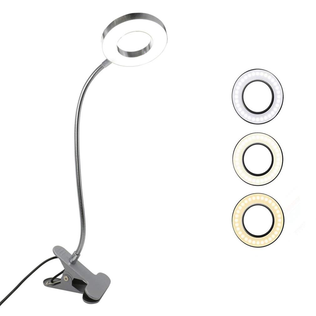 Clip On LED Reading Light with 3 Color Modes, USB Powered Flexible Gooseneck Book Light for Kids & Adults - Eye Protection Desk Lamp, Bedside Night Light for Reading, Studying, and Working in Dark