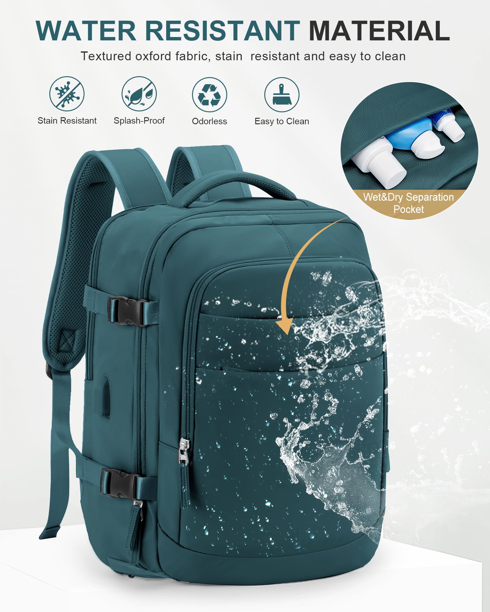 Flight Approved Travel Backpack with Laptop Compartment - Business & Work Carry On (Blue) for Commuting & Travel