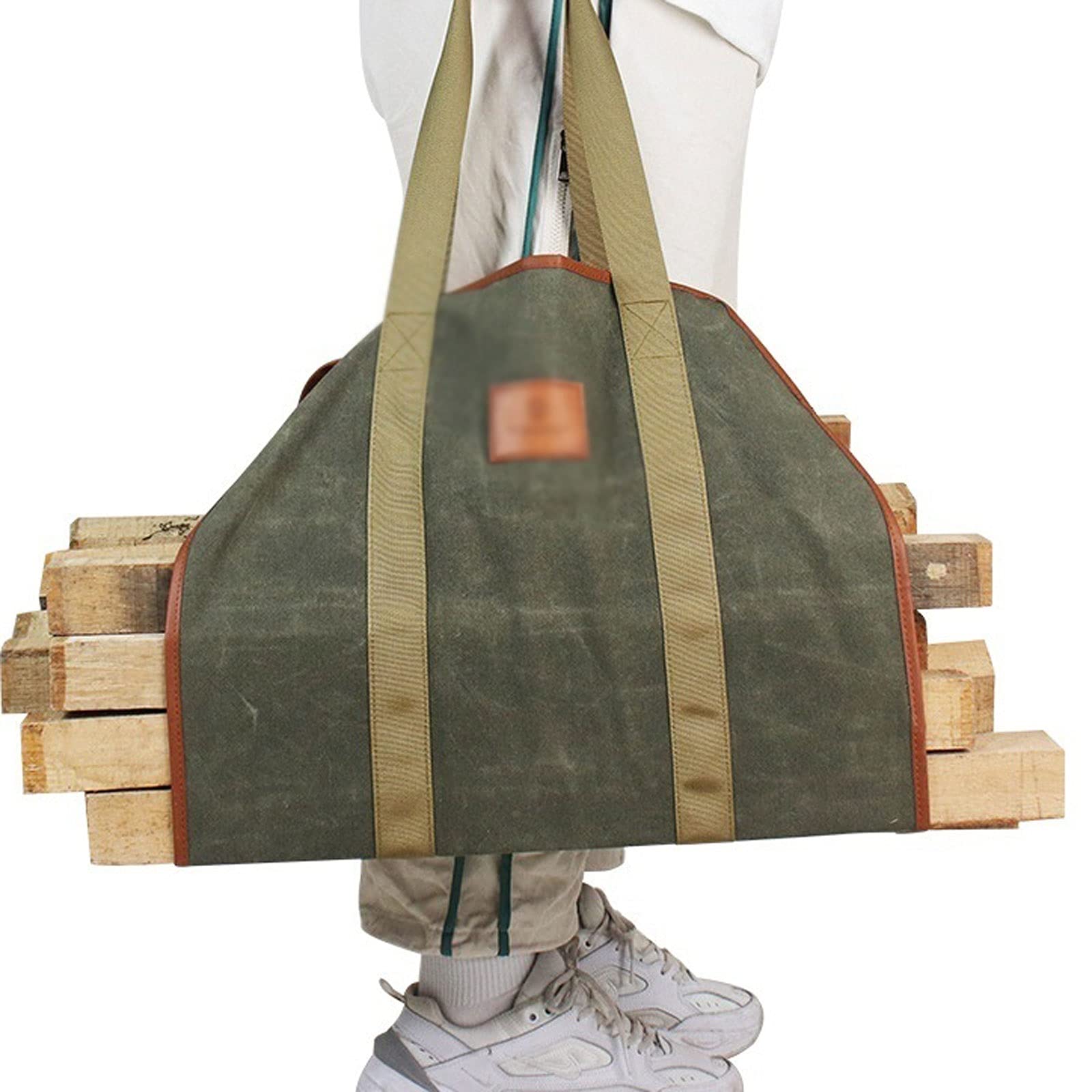 Premium Canvas Firewood Carrier Bag - Heavy Duty Firewood Rack & Log Holder for Camping, Picnics, and Outdoor Fireplaces | Portable Wood Storage Solution for Backyard, Patio, and RV Trips
