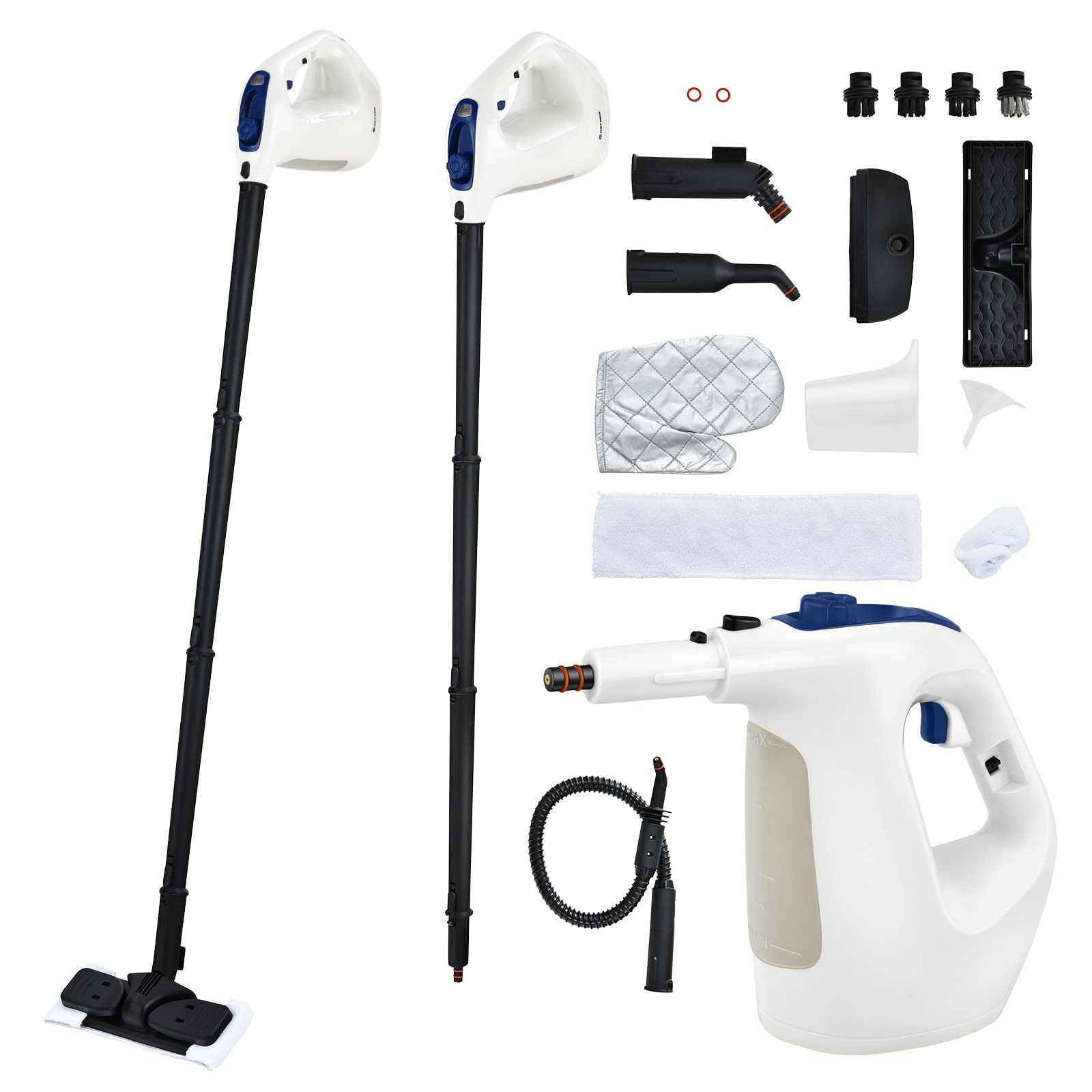 GOFLAME 1400W Handheld Steam Cleaner with 17 Accessories - Portable Pressurized Steamer for Home, Car, Floors, Carpets & Windows - Ideal for Deep Cleaning, Sanitizing & Removing Stubborn Stains (Blue)