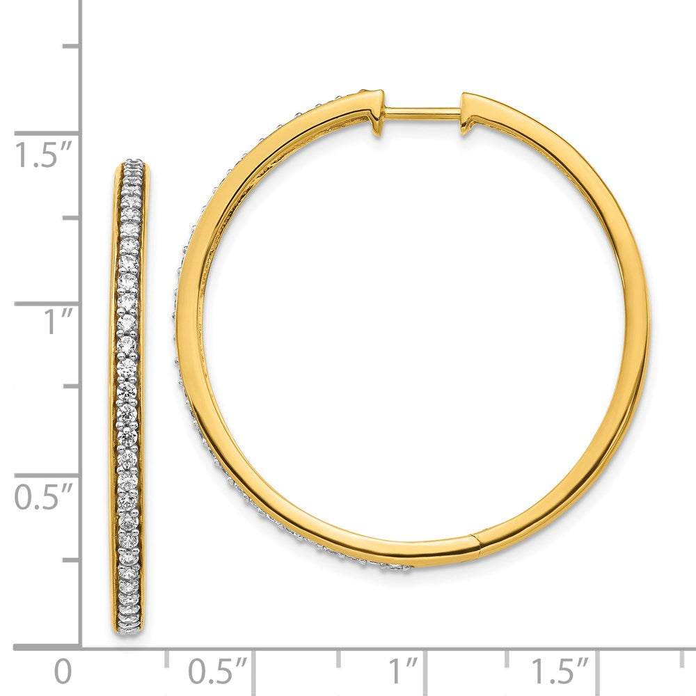 14K Gold Diamond Hinged Hoop Earrings for Women - Elegant Dangle Hoops EM4268 075 YA - Perfect for Weddings, Parties & Everyday Luxury