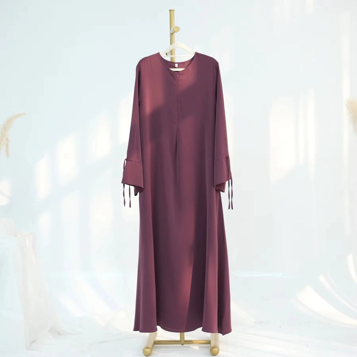 Elegant Nida Cuffed Sleeve Abaya Dress #25938 - Modest Islamic Prayer Dress for Women, Perfect for Mosque, Eid & Special Occasions