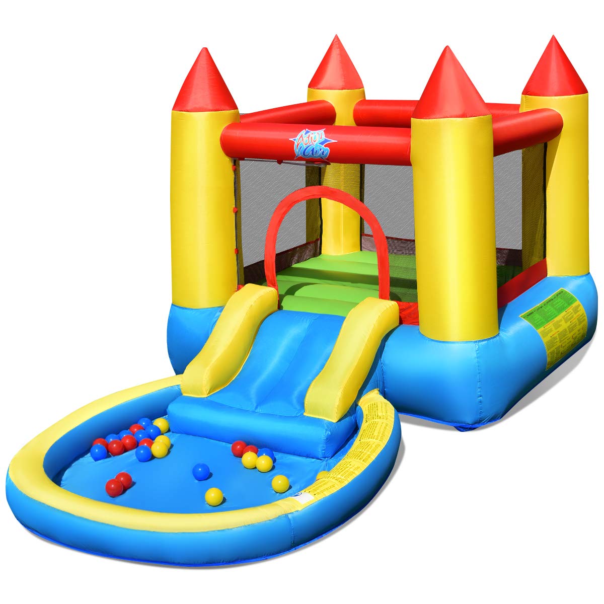 **HONEY JOY Inflatable Water Slide for Kids & Adults - Toddler Bounce House with Ocean Ball Pit & Slide - Indoor/Outdoor Blow Up Water Park Castle (Includes 580W Blower) - Perfect for Backyard Parties, Summer Fun, and Family Gatherings**