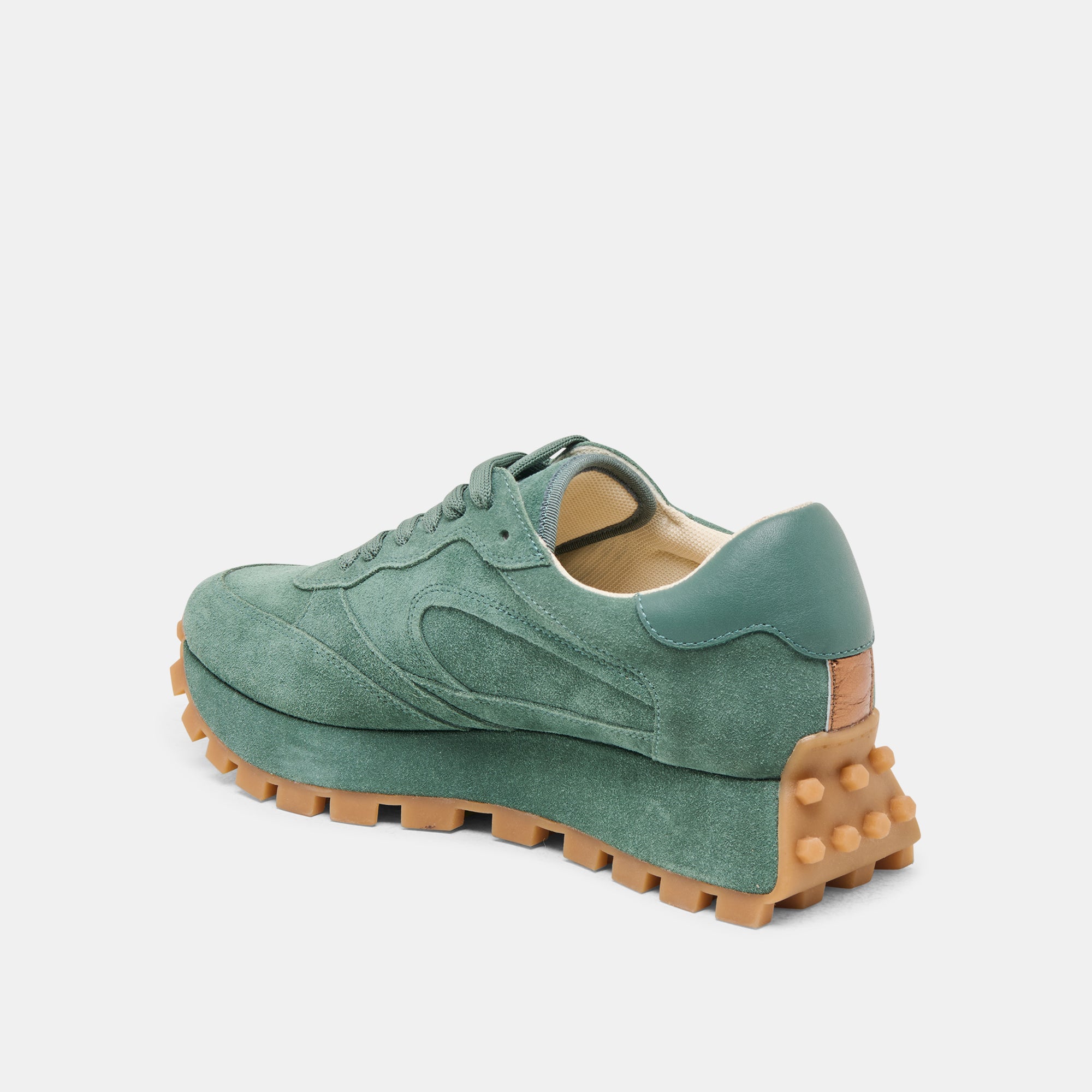 TRICIA Women's DK Green Suede Sneakers - Comfortable Casual Shoes for Walking, Running & Everyday Wear