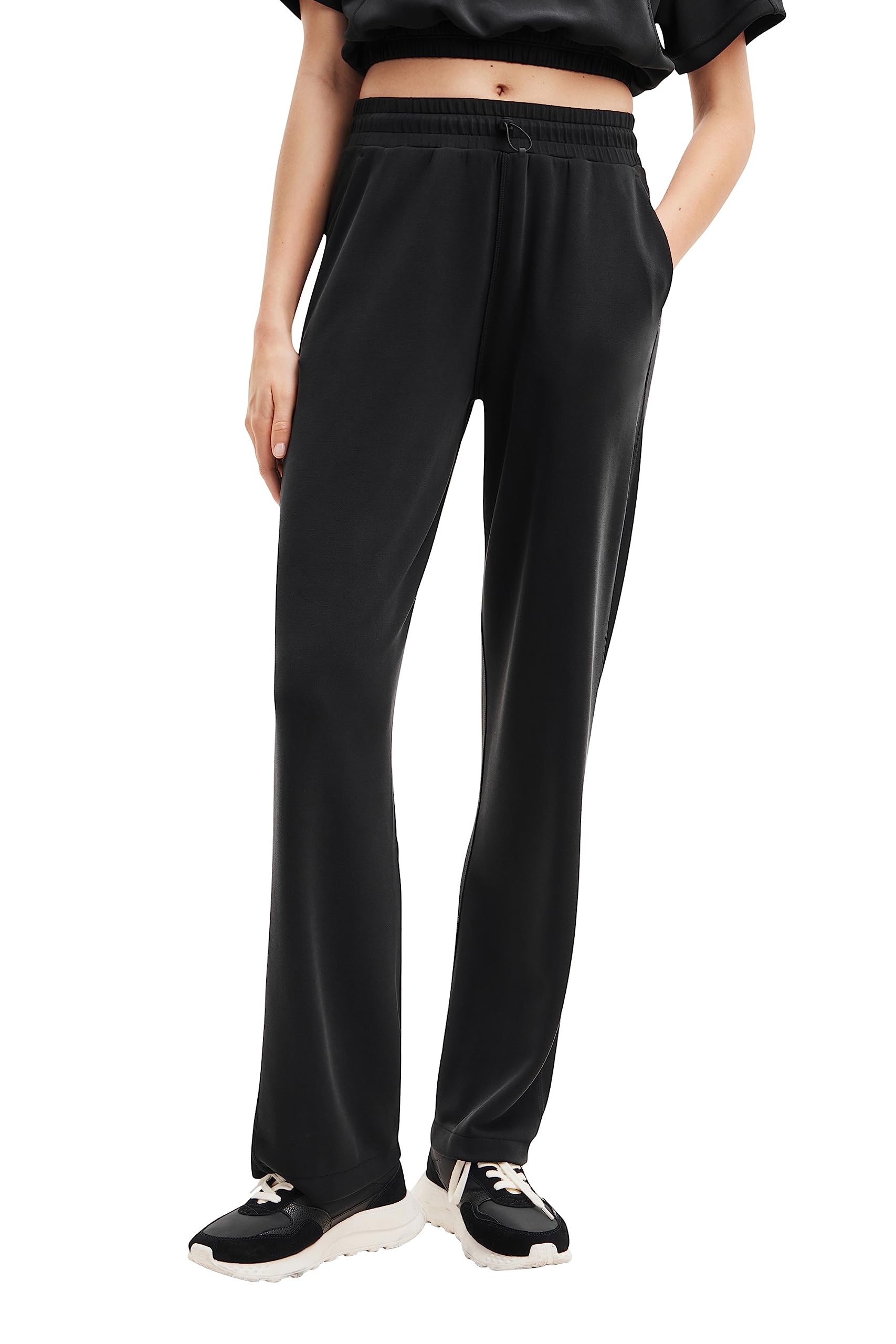 Desigual Women's Knit Long Pants - Comfortable Stretch High Waist Trousers for Casual Wear, Office & Travel
