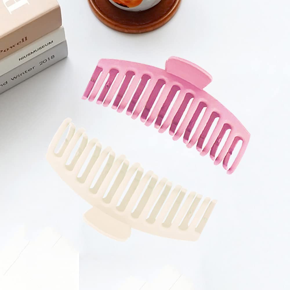Trendy Anti-Slip Strong Grip Plastic Hair Claw Clips for Women & Girls - 2 Pack Fashion Hair Accessories for Ponytails, Buns & Everyday Styling