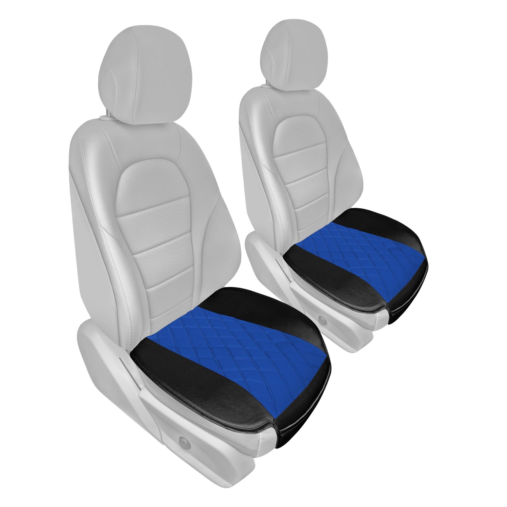 FH Group 2-Pack Faux Leather Car Seat Covers - Universal Fit Waterproof Seat Protectors for Cars, Trucks & SUVs | Comfortable Driving & Travel Accessories | Front Set in Blue