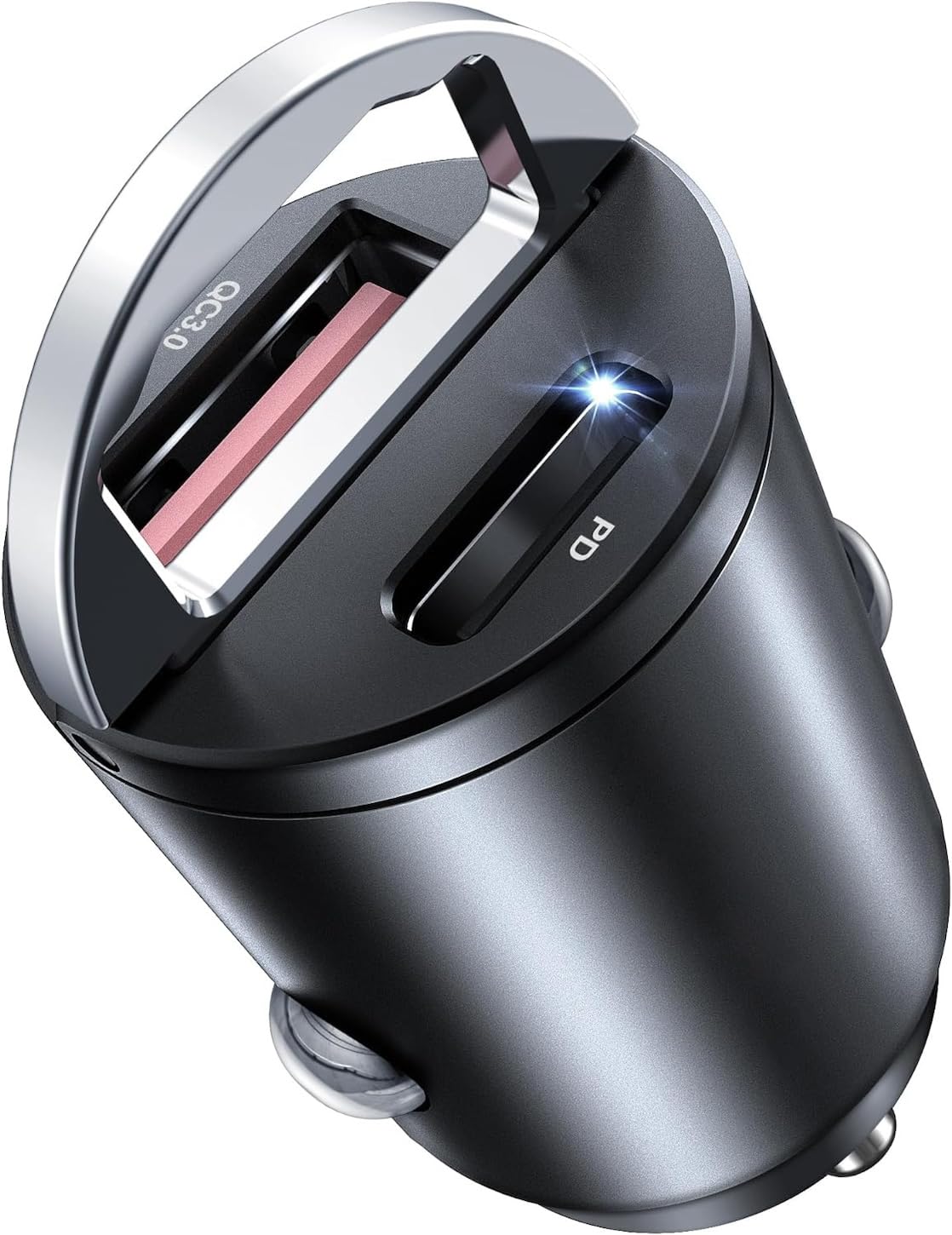 Seseno 60W USB C Car Charger with PD3.0 Fast Charging - Dual Port [30W USB-C + 30W USB-A] - Metal Cigarette Lighter Adapter for iPhone 15/14/13, Samsung Galaxy, Google Pixel - Perfect for Road Trips & Daily Commutes