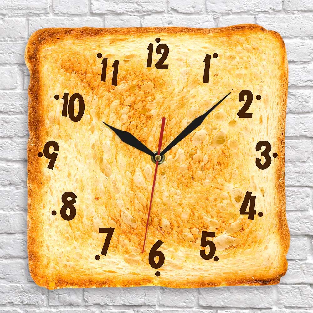 Realistic Toasted Bread Wall Clock - Silent Non-Ticking Quartz Kitchen Watch for Home & Bakery Decor | Perfect for Dining Room, Cafe, and Retro Kitchen Wall Art
