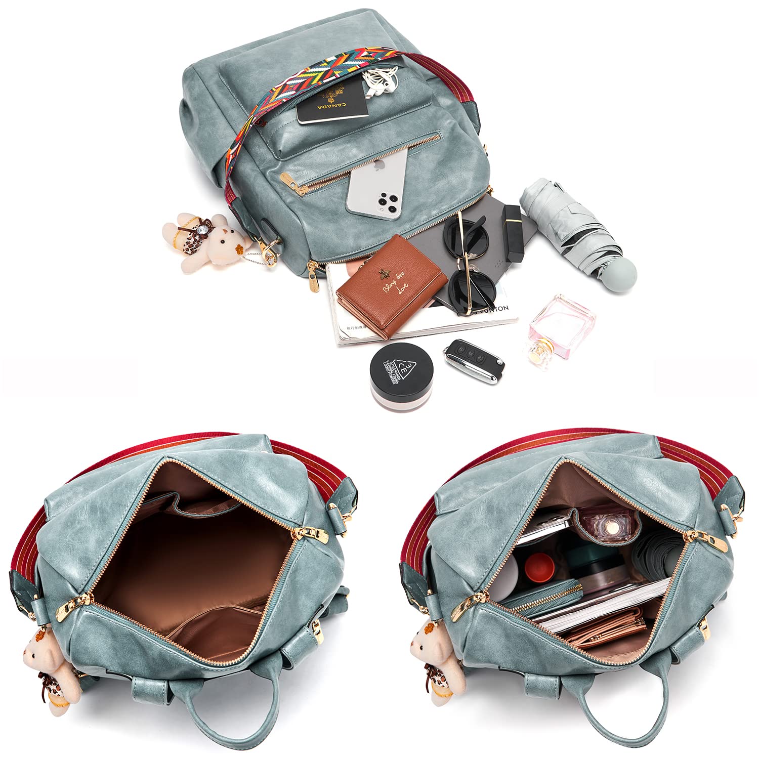 Soperwillton Women's Backpack Purse - Stylish PU Leather Shoulder Bag & Travel Backpack Set (2-Piece) for Work, School & Outdoor Adventures