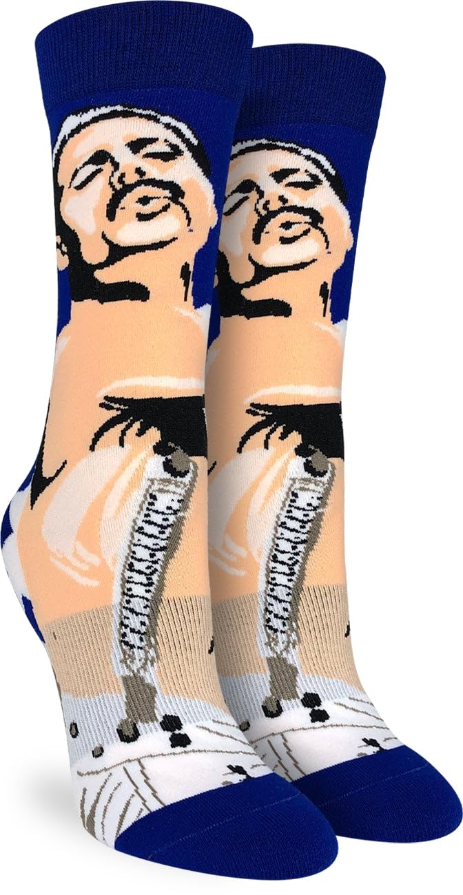 Good Luck Sock Women's Freddie Mercury Socks for Adults - Fun Queen Band Themed Crew Socks for Music Lovers, Gift Ideas & Concert Outfits