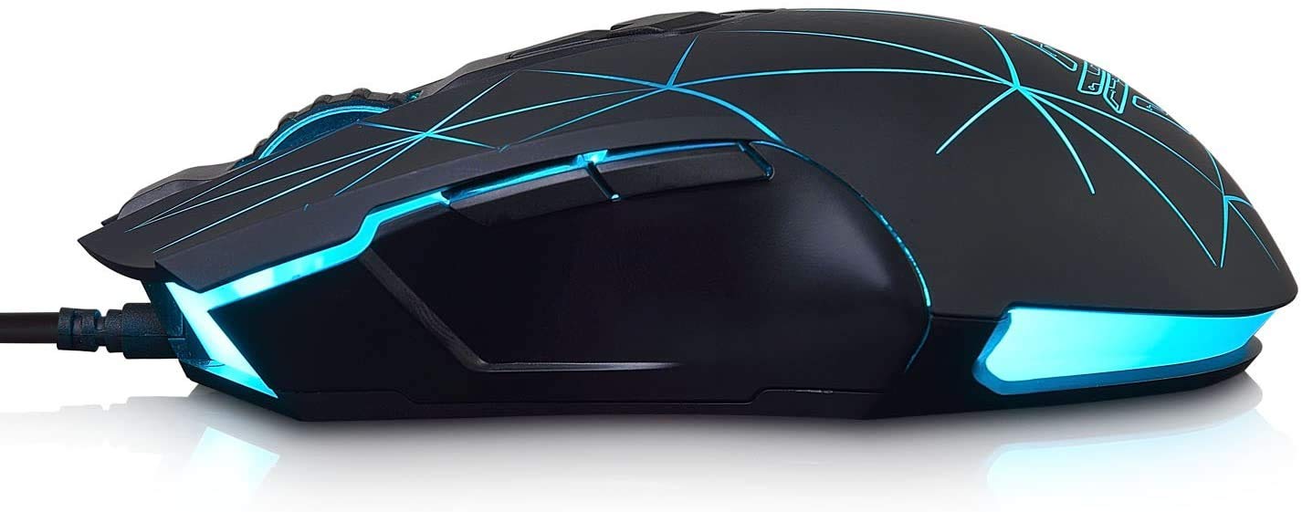 LexonElec RGB Wired Gaming Mouse - 7 Programmable Buttons, 2500 DPI Adjustable, Ergonomic USB Optical Mouse for PC Laptop (Windows/Mac/Linux Compatible) - Star Black - Best for FPS, MOBA, MMO Games & Office Work