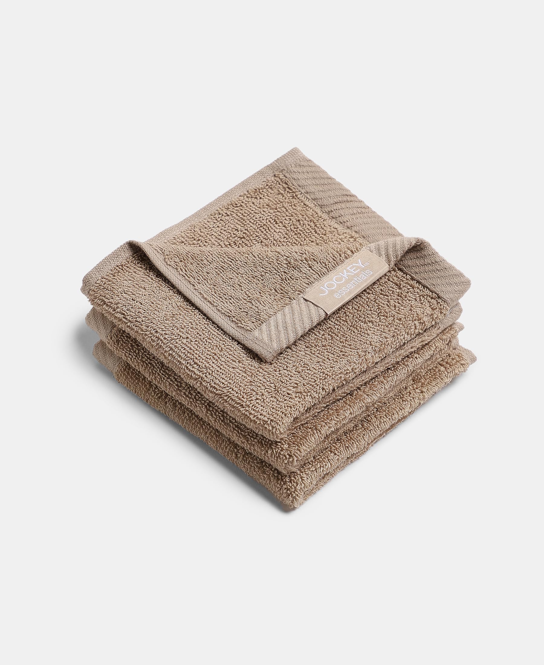 Jockey T301 Men's Cotton Terry Ultrasoft & Durable Solid Face Towel - 3 Pack, Free Size - Perfect for Gym, Travel & Home Use