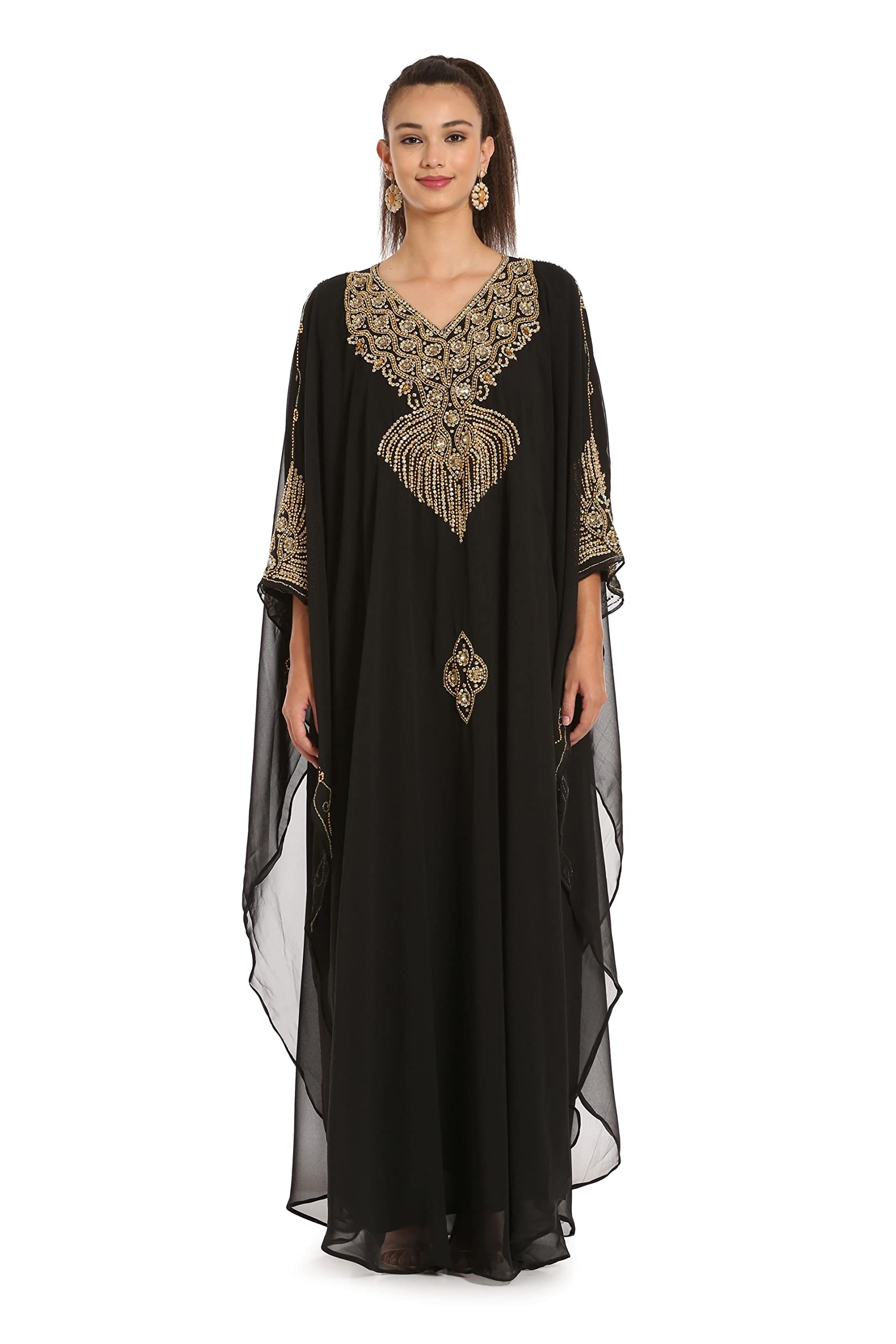 MaximCreation Handmade Beaded Kaftan Dress with Crystal Embellishments - Regular to Plus Size Elegant Party Wear for Women | Perfect for Weddings, Evening Events & Special Occasions