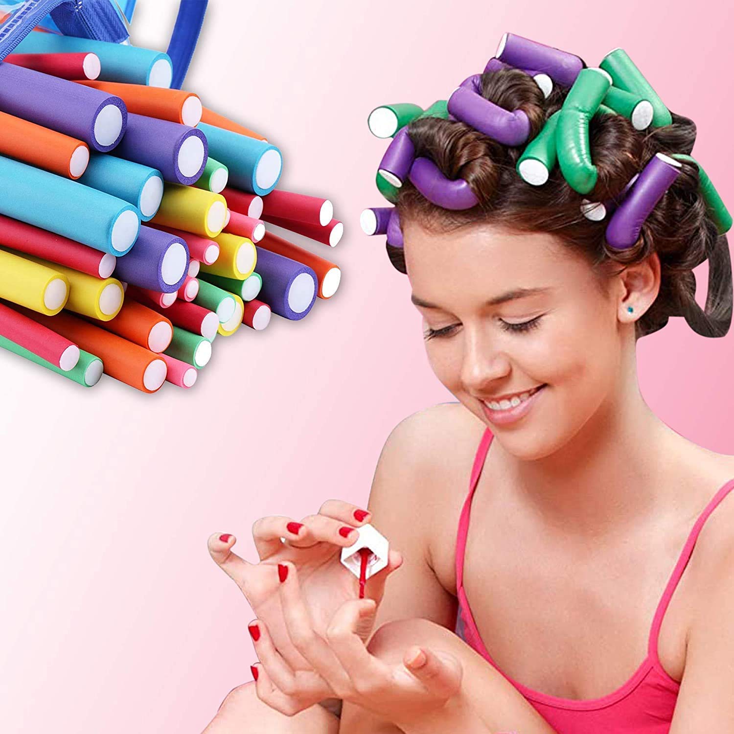 Professional Hair Roller Curler for Women - Blue, Heatless Hair Curling Set for Long & Short Hair - Perfect for Home, Salon, Parties & Special Occasions