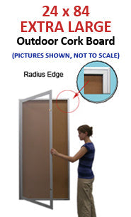24 x 84 Inch Extra Large Outdoor Enclosed Bulletin Board with Swing Case - Weatherproof Radius Edge Design for Schools, Offices & Community Centers