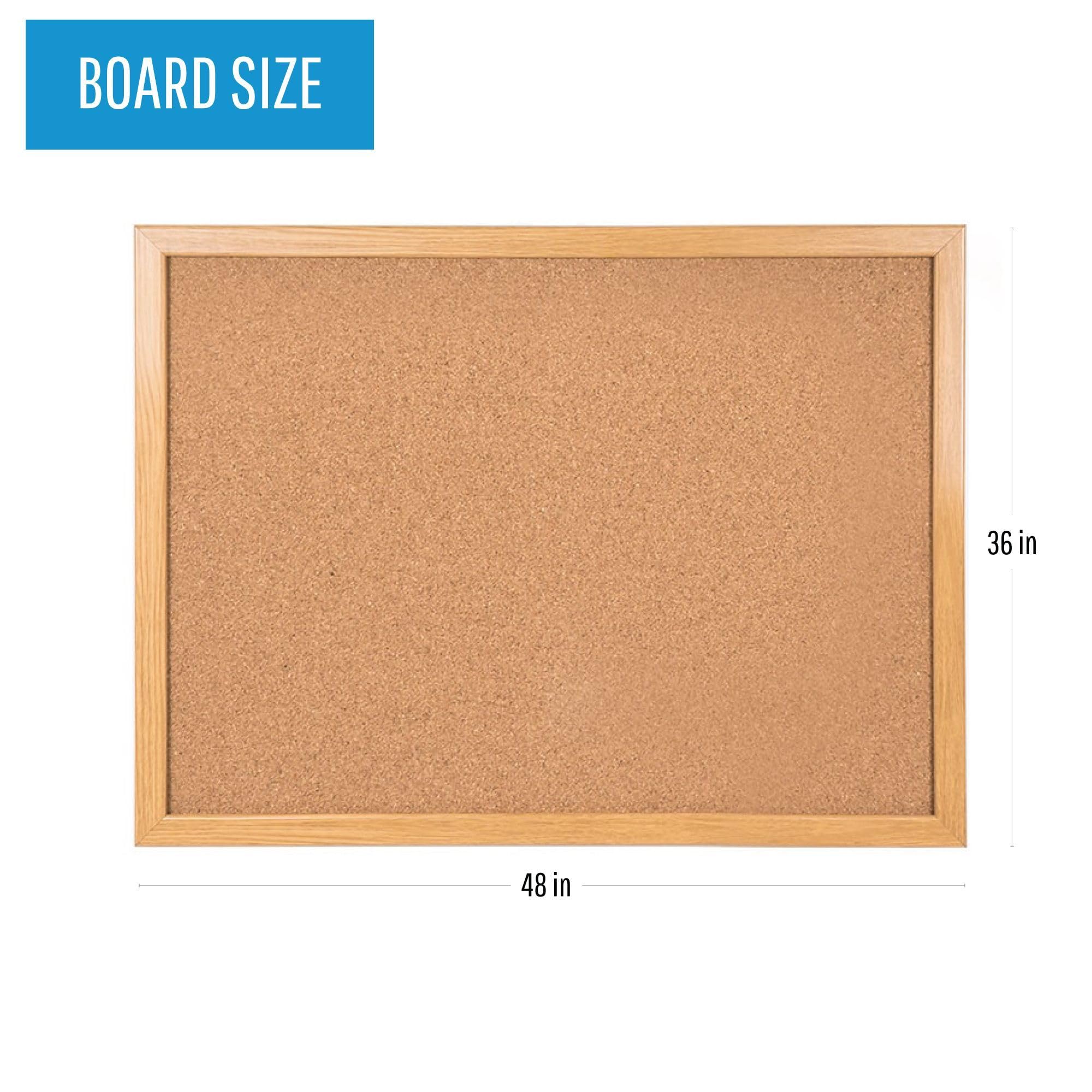 MasterVision Maya Series Self-Healing Cork Bulletin Board - 36x48 Inch Wall Mounted Push Pin Notice Board with Wood Frame - Perfect for Office, Classroom & Home Organization