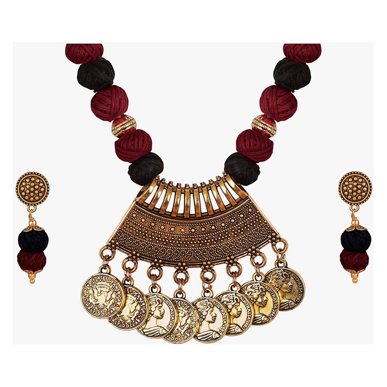 Handmade Tribal Pendant Necklace with Oxidized Beads - Boho Choker Set for Women | Perfect for Festivals, Parties & Layering Jewelry