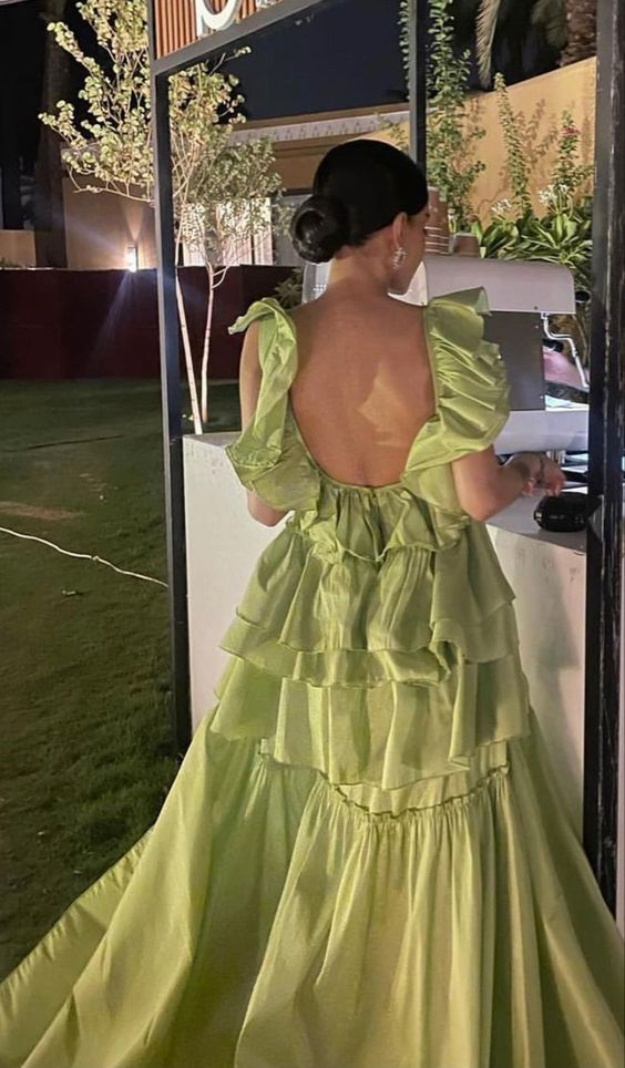 Elegant Green Ruffle Straps Ball Gown - Long Formal Prom Dress J6148 for Homecoming, Evening Gala & Special Occasions
