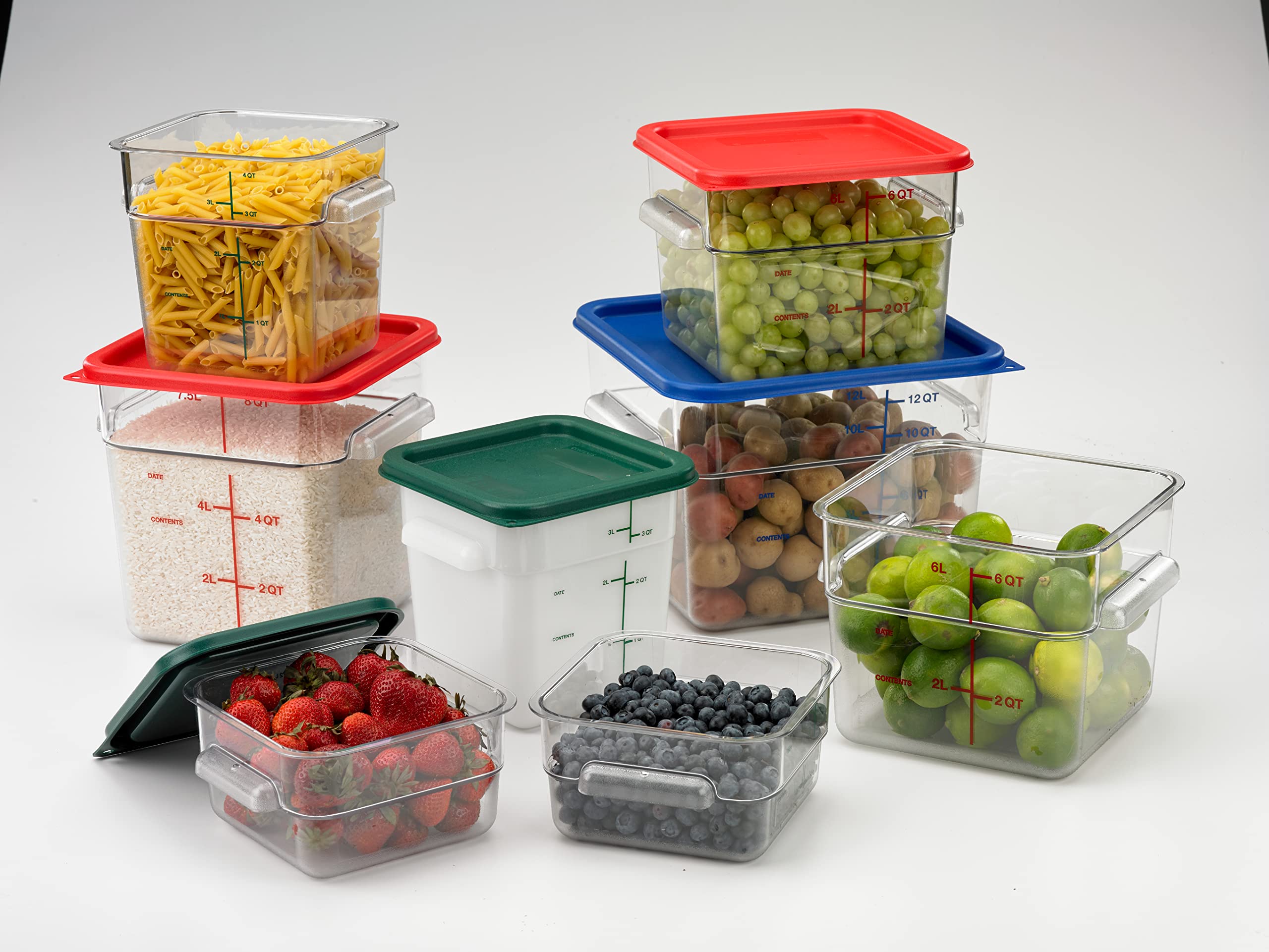 Carlisle 2-Quart Clear Polycarbonate Square Food Storage Container - Stackable Design for Catering, Buffets, Restaurants - Perfect for Meal Prep, Leftovers & Commercial Kitchen Organization