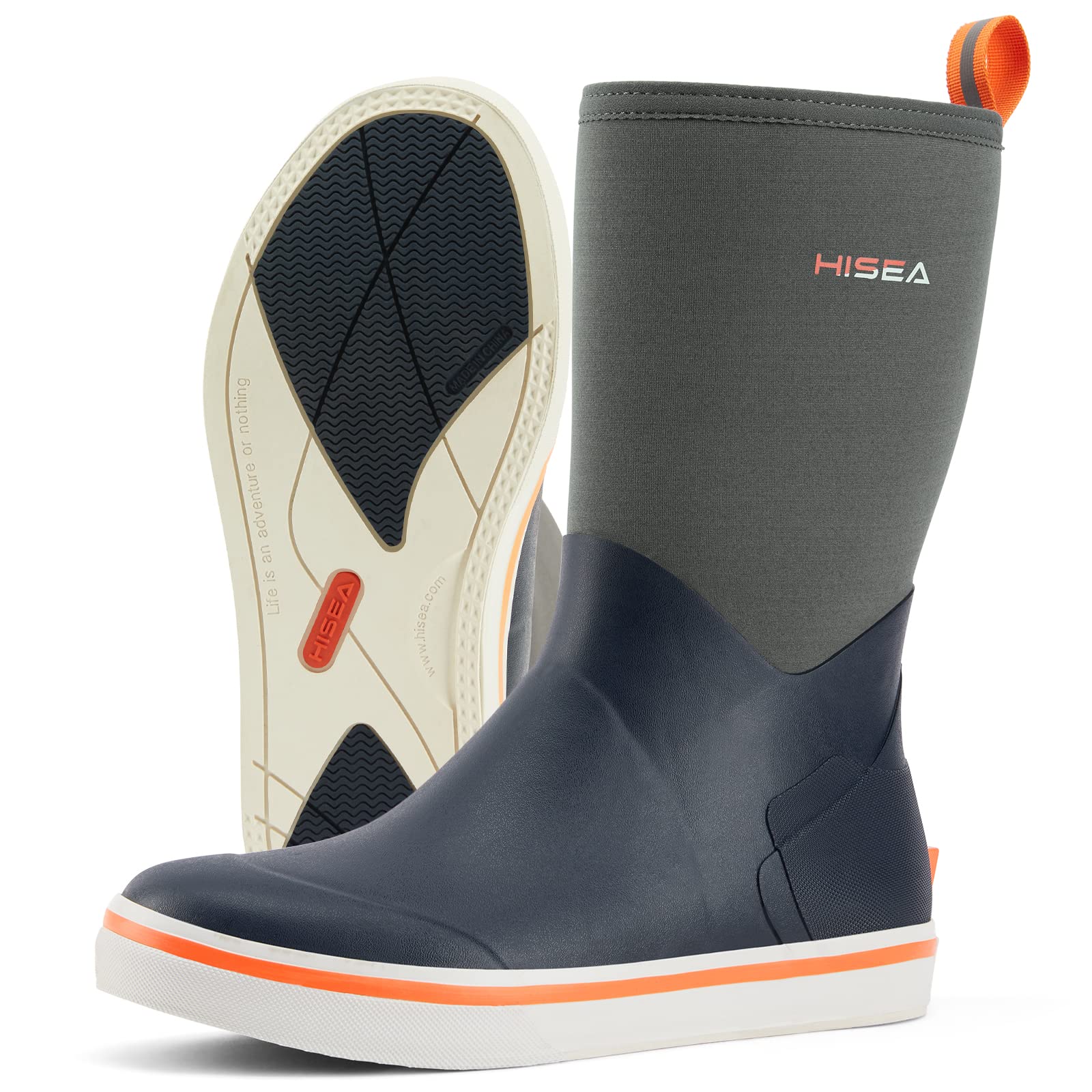 HISEA Men's Waterproof Rubber Rain Boots for Gardening, Fishing, Outdoor & Deck Work - Slip-Resistant Comfort for Wet Conditions