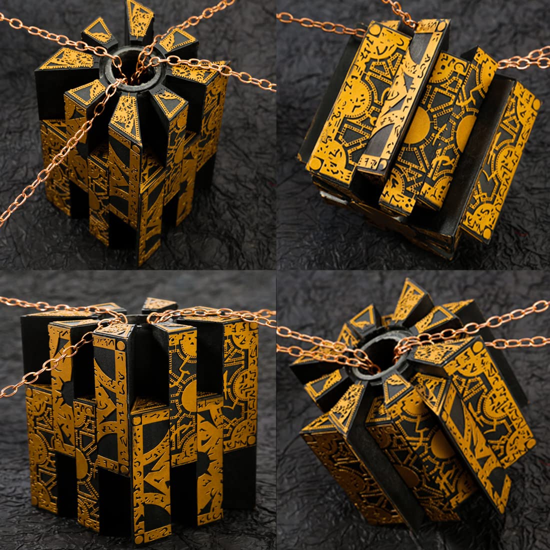 Hellraiser Puzzle Box - Detachable Deformation with Chains & Base, Lament Configuration Horror Movie Prop - Full Functional Puzzle Box for Collectors, Model Decoration & Cosplay Scenes