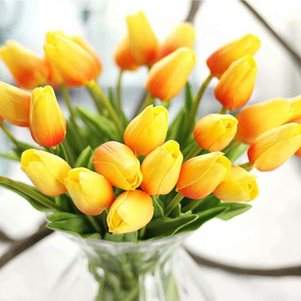 30PCS Real-Touch Artificial Tulip Flowers - PU Fake Tulips Bouquet for Home Decor, Wedding Centerpieces, Party Table Arrangements - Perfect for Spring Decor, Bridal Showers & DIY Floral Projects