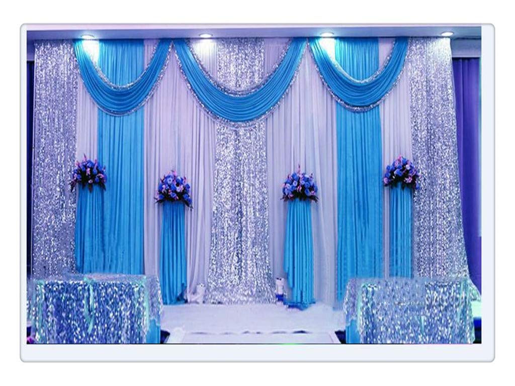 Elegant Acid Blue Silk Fabric Wedding Backdrop Curtain - 20x10ft Party Drapes for Wedding, Birthday & Event Decorations | Perfect for Stage Decor, Photo Booth Background & Reception Decorating