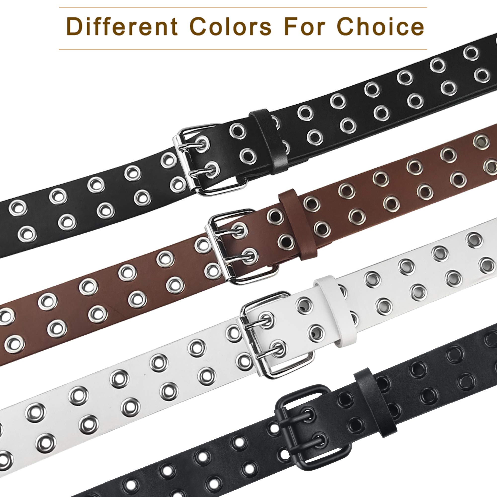 Stylish Grommet Leather Belts for Women & Men - Adjustable Black Belt with Double Hole Design | Perfect for Casual Wear, Office Outfits & Jeans
