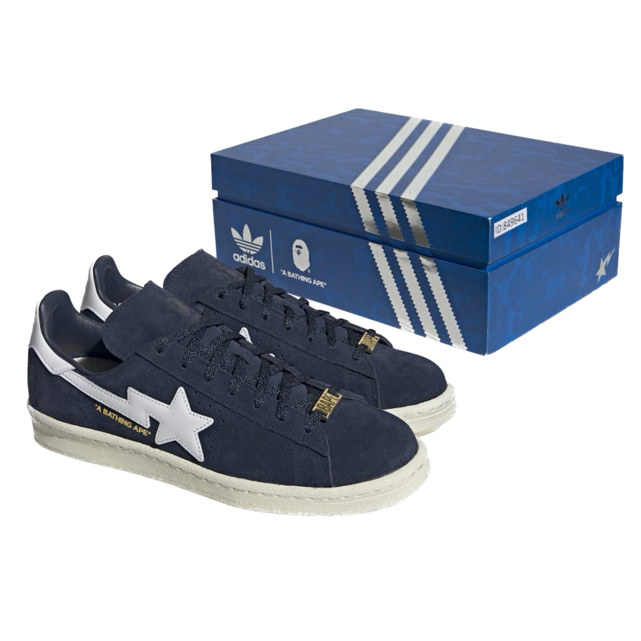 Adidas Campus 80s BAPE Collaboration Sneakers - Collegiate Navy & Cloud White Colorway | Streetwear Fashion, Casual Wear & Sneaker Collection