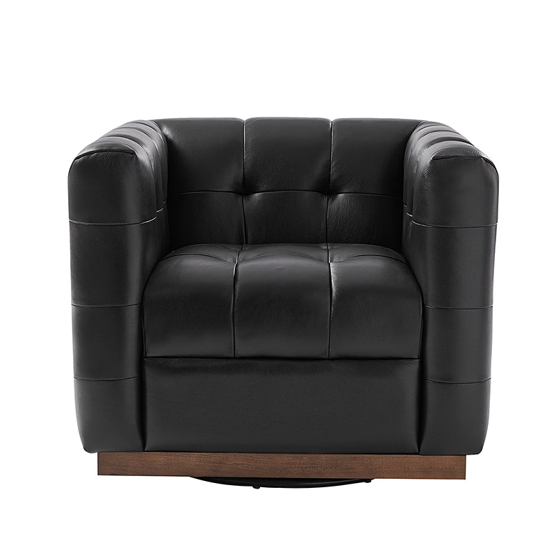 Feodor Genuine Leather Mid Century Modern Swivel Chair - Premium Office & Living Room Furniture for Home Decor