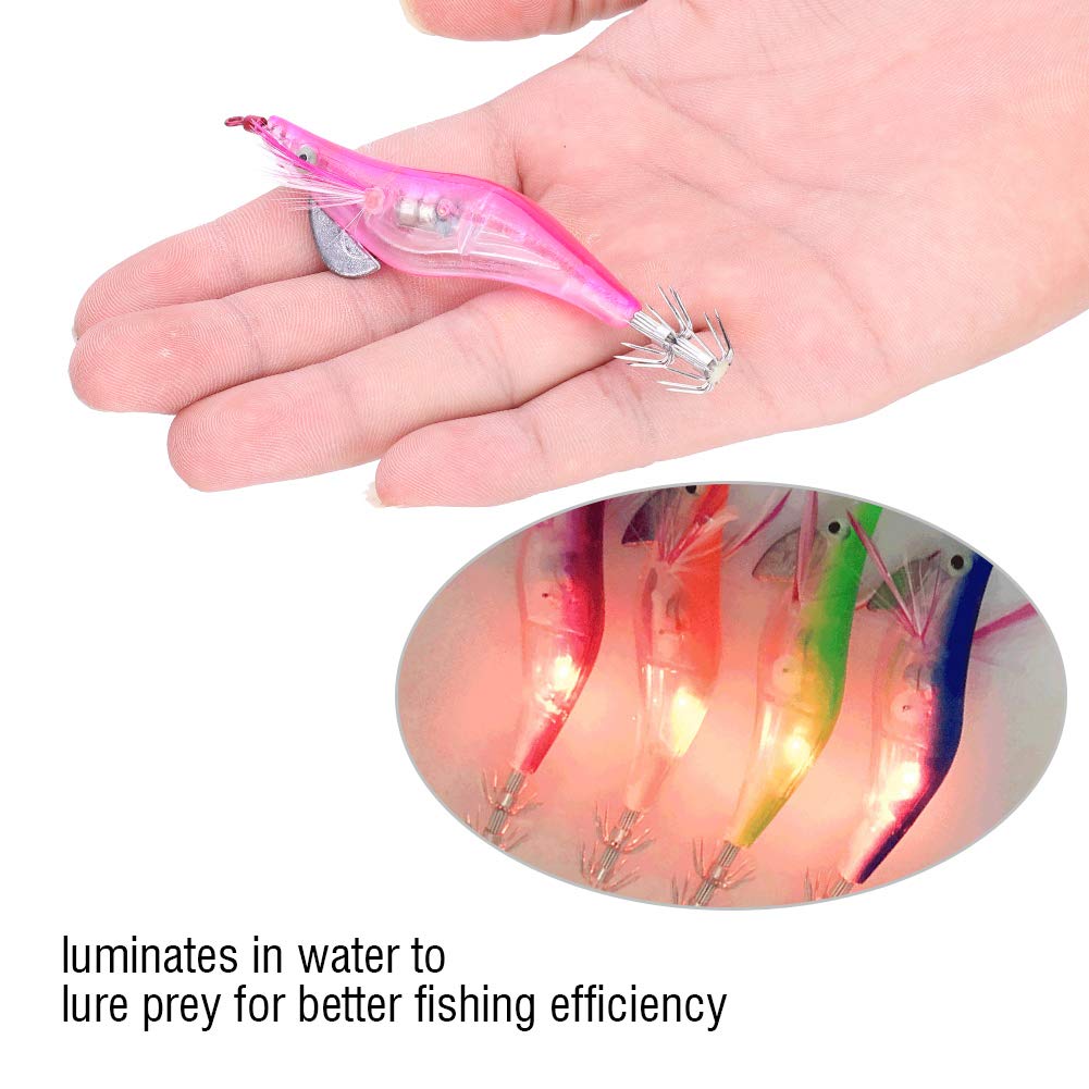 Alomejor 10cm Electric Fishing Lures - Glow in the Dark Bionic Shrimp Saltwater Squid Baits for Bass, Trout & Saltwater Fishing | Perfect for Night Fishing & Deep Sea Angling