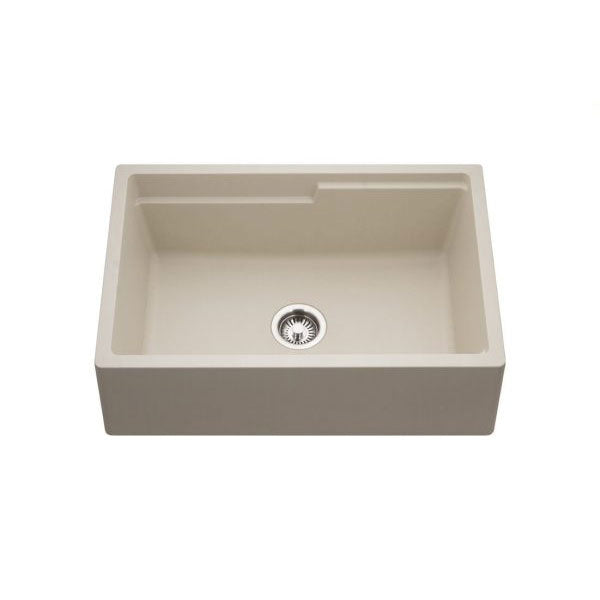 Hamat SIO 3320SAW SD Granite Composite Apron Front Farmhouse Kitchen Sink - Sand Beige Color, Heavy Duty Workstation Sink for Modern & Rustic Kitchens, Perfect for Food Prep, Washing Dishes & Entertaining
