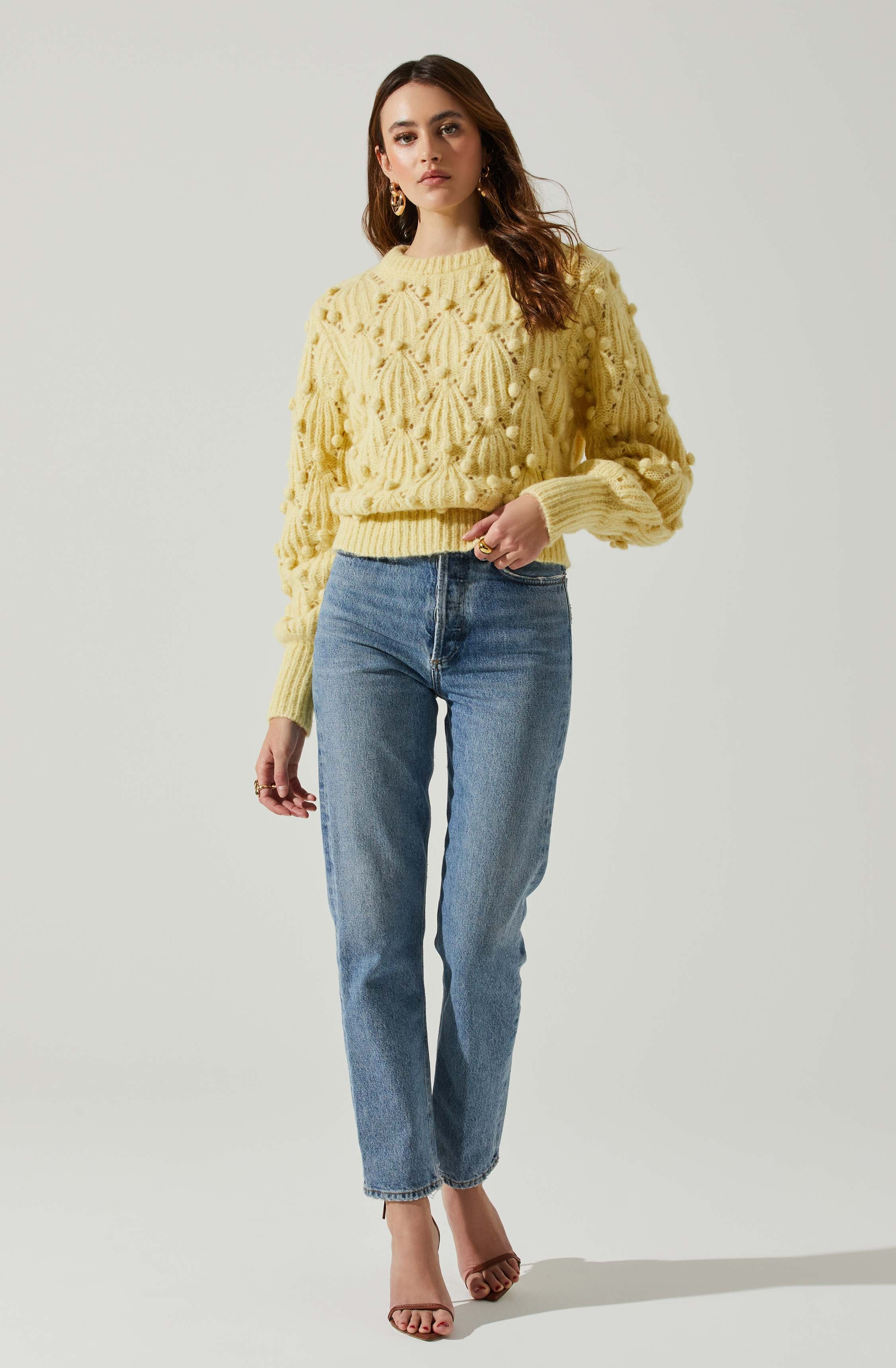 Lexi Women's Pom Pom Embellished Knit Sweater - Cozy Winter Pullover for Casual Outings & Holiday Parties