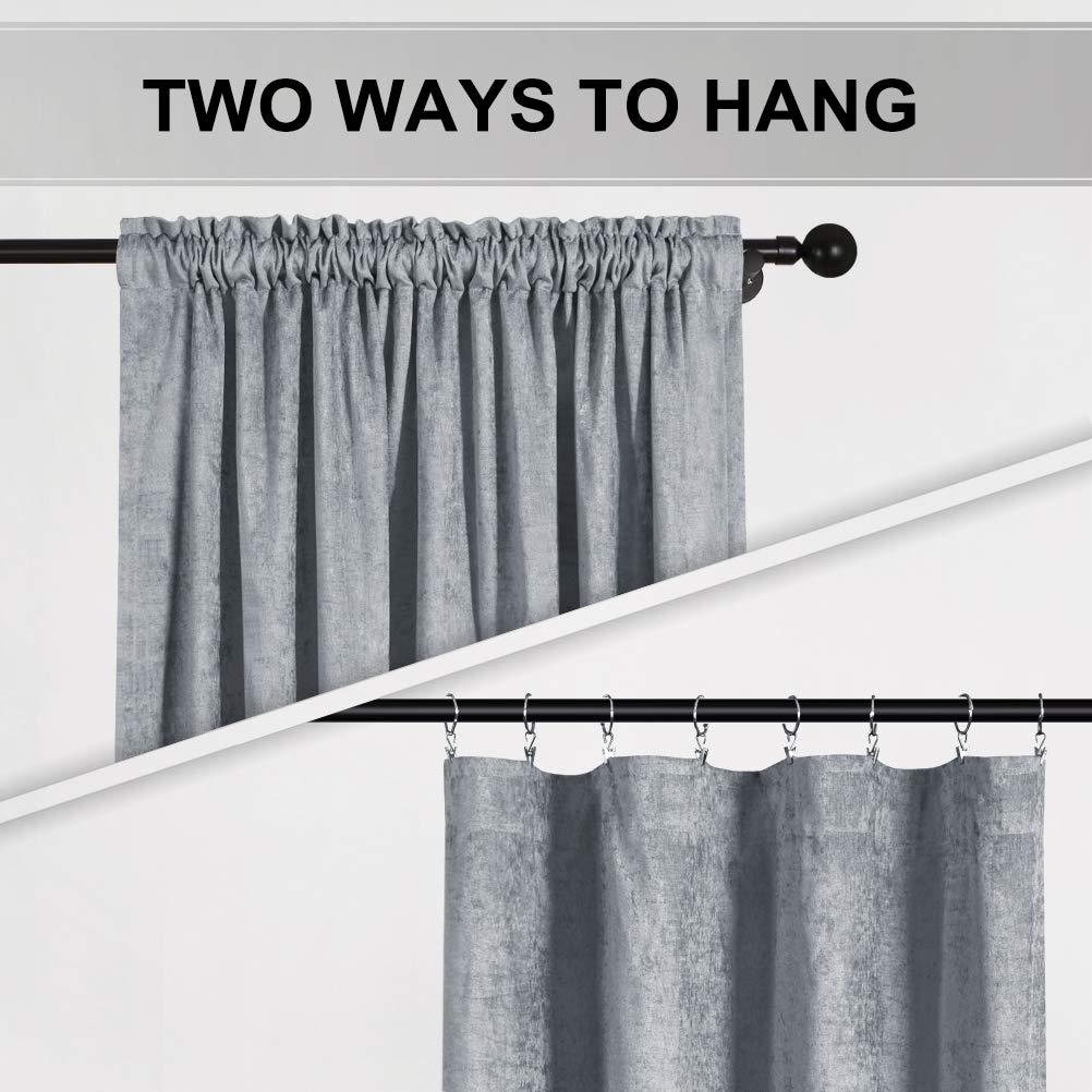 Premium Double-Sided Chenille Window Curtains - Silver Grey Luxury Drapes for Living Room & Bedroom (52x96 Inches, Rod Pocket, 2 Panels) - Perfect for Home Decor, Light Control & Privacy