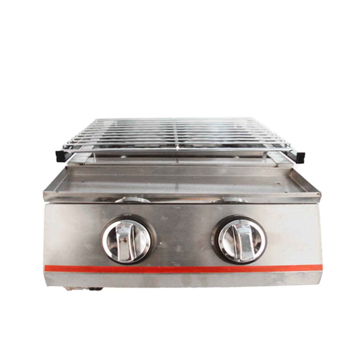 2 Burner Commercial Gas Grill - Smokeless Indoor & Outdoor BBQ Grill with Adjustable Height, LPG Propane Griddle & Removable Grill Net - Perfect for Camping, Picnics, Parties, Backyard Cookouts and Tailgating