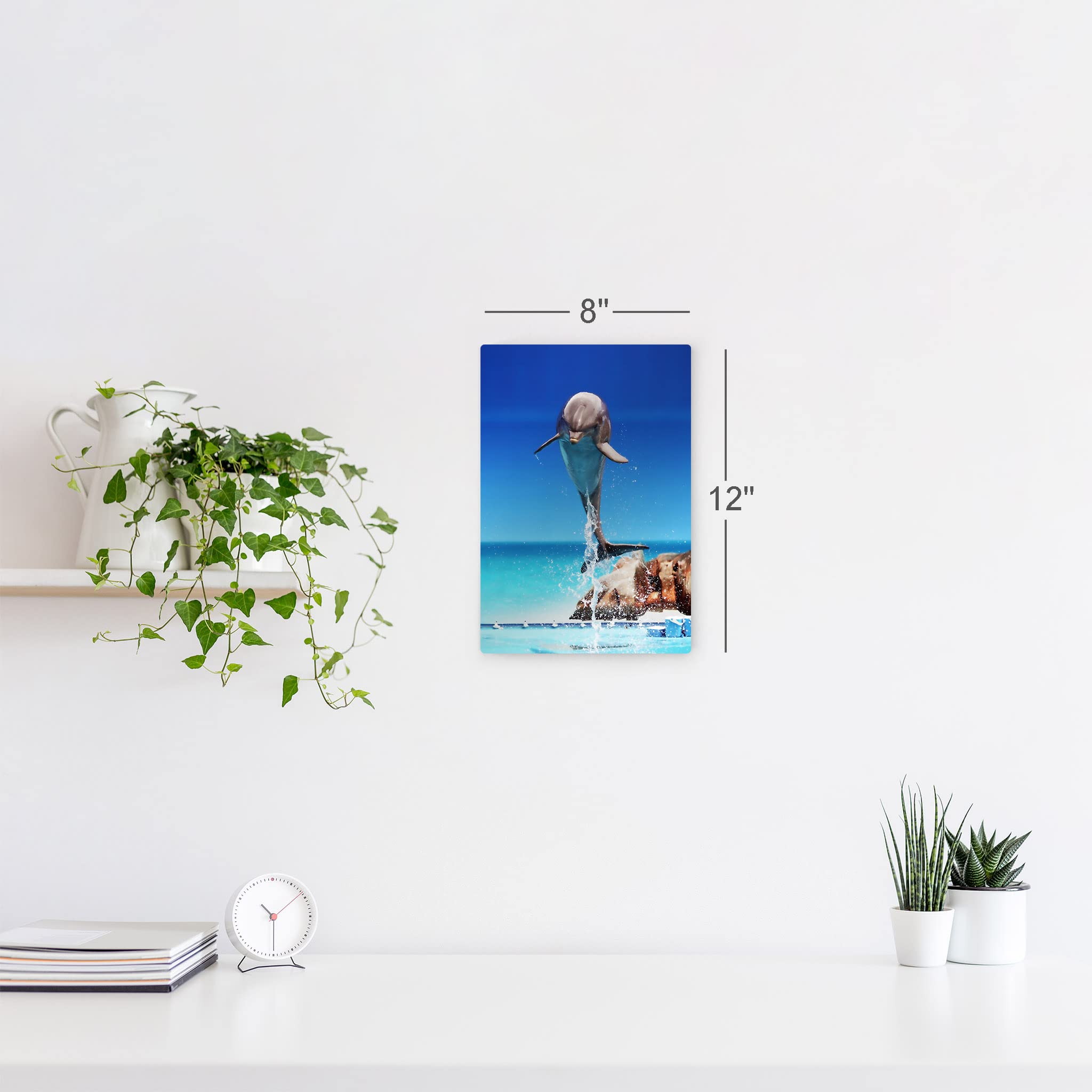 Dolphin Metal Wall Art Print - Blue Sky Marine Animal Portrait for Coastal & Nautical Decor | Ocean-Themed Home & Office Decor | Perfect for Living Room, Bedroom, Nursery & Kids Room | Made in USA - 40x30 Inches