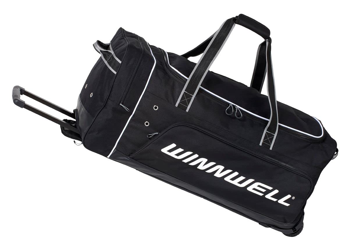 Winnwell Premium Hockey Wheel Bag with Telescopic Handle - Heavy Duty Oversized Roller Gear Bag for Ice Hockey Equipment - Perfect for Travel, Tournaments & Rink Storage