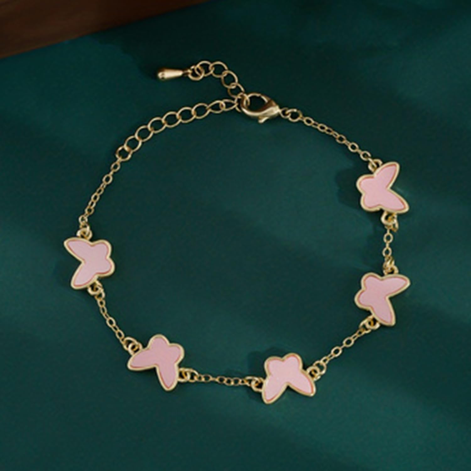 Boho Butterfly Bracelet for Women - Gold & Pink Butterfly Chain Bracelet - Elegant Birthday & Christmas Jewelry Gift - Perfect for Casual Wear, Parties & Special Occasions