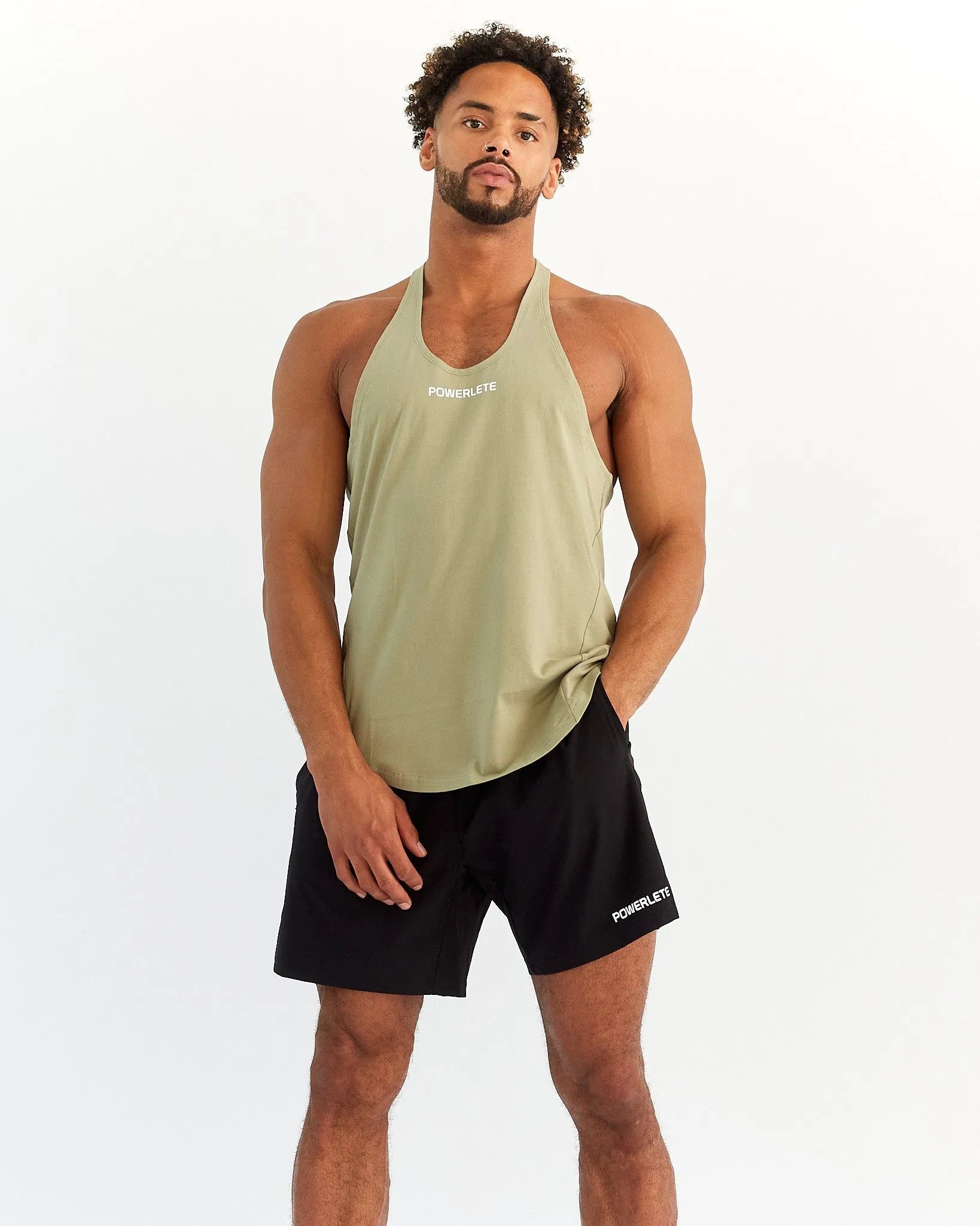 Powerlete Evolve Men's Workout Vest - Lightweight, Breathable Fitness Running Jacket for Gym & Outdoor Training - Khaki Color