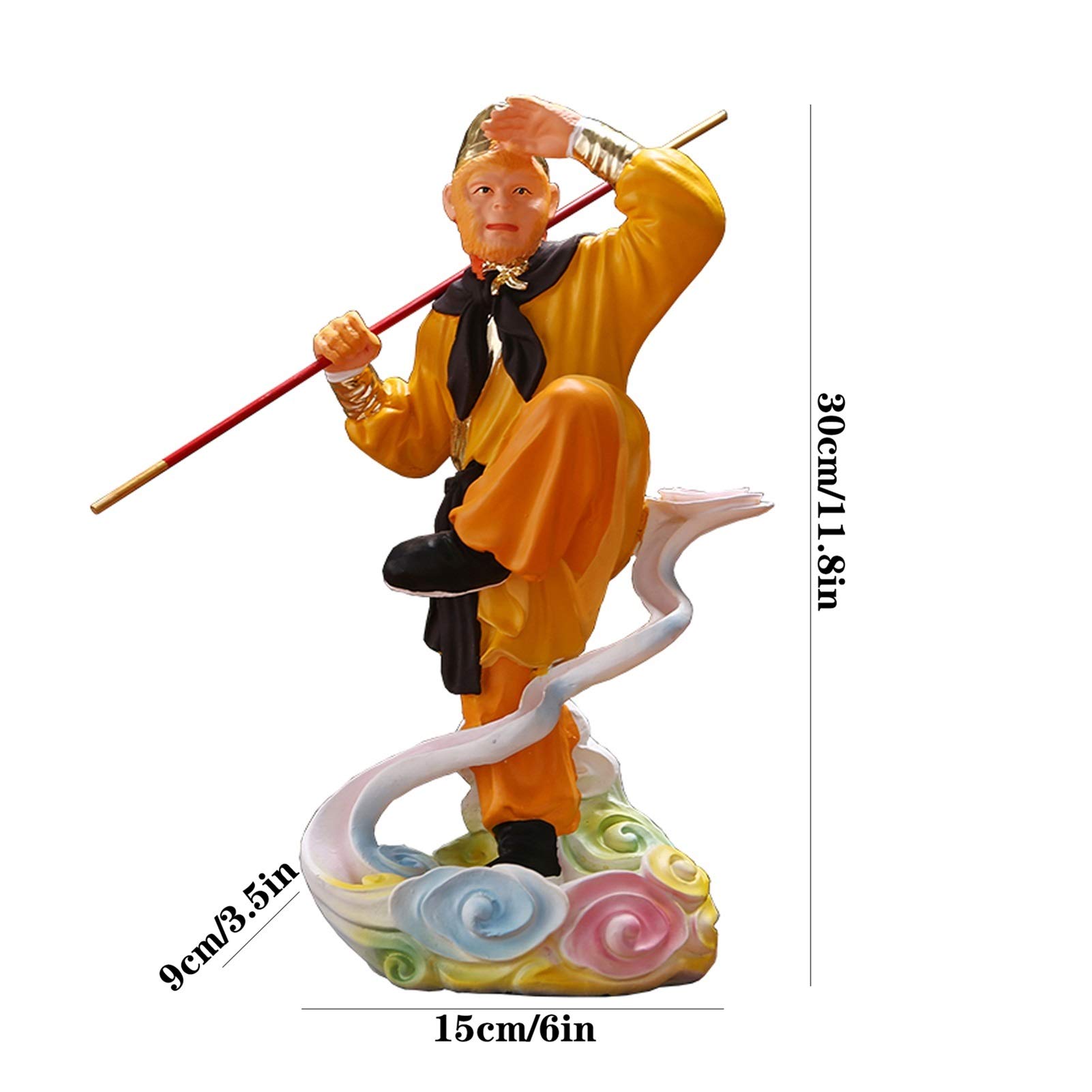 Exquisite 11.8-inch Resin Buddha Statue - Classic Chinese Monkey King Sculpture for Home Decor, Feng Shui Gift & Desktop Decoration | Perfect for Living Room, Meditation Space & Office Zen Decor